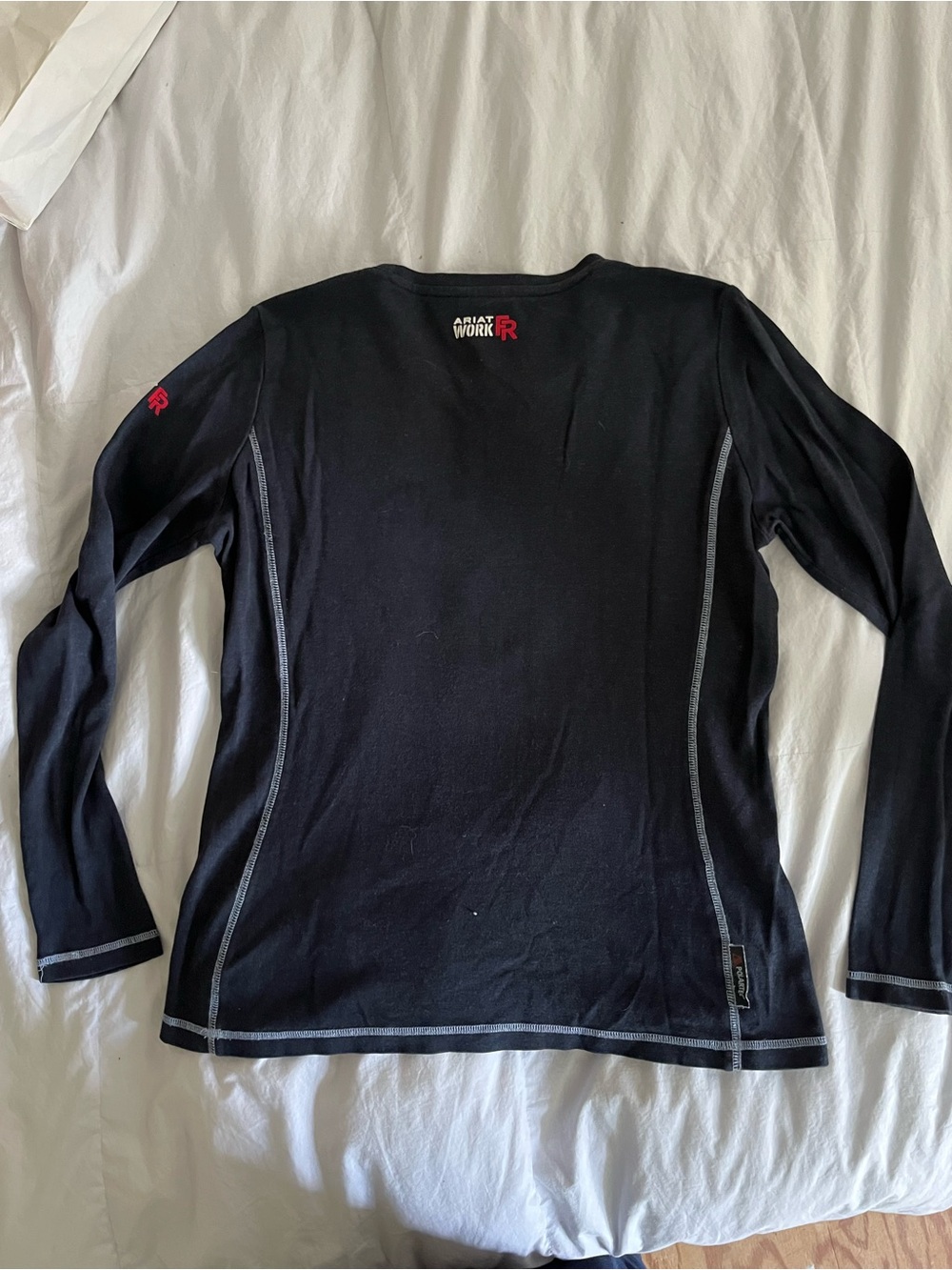 Ariat Navy FR Crewneck Performance Sweater with Red Logo